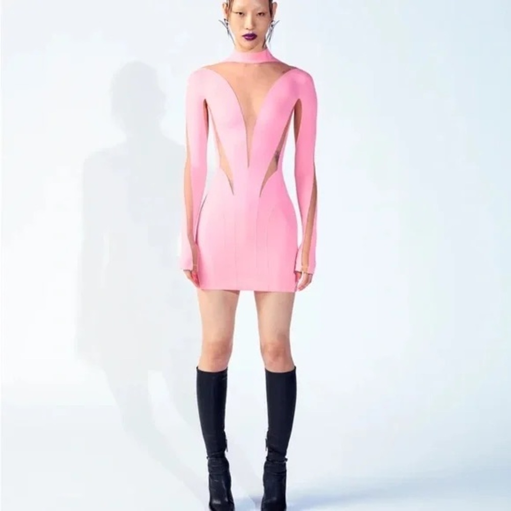 Mugler x HM Pink Cut-Out Long Sleeve Dress